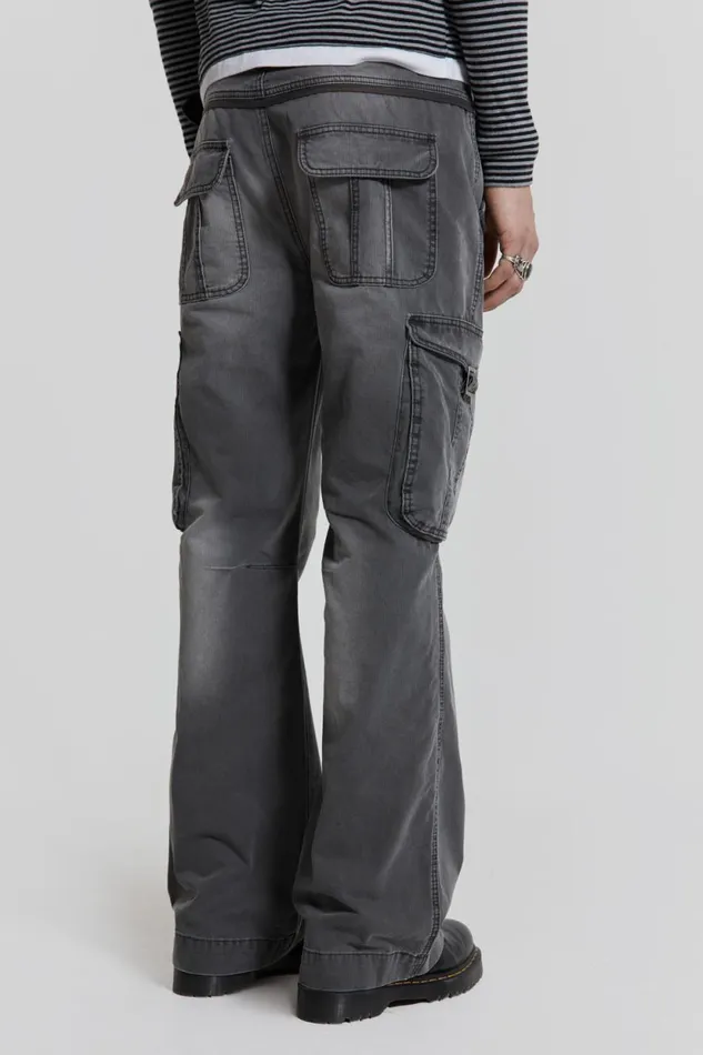 Jaded London Grey Slub Denim Cargos Men Cargo Pants