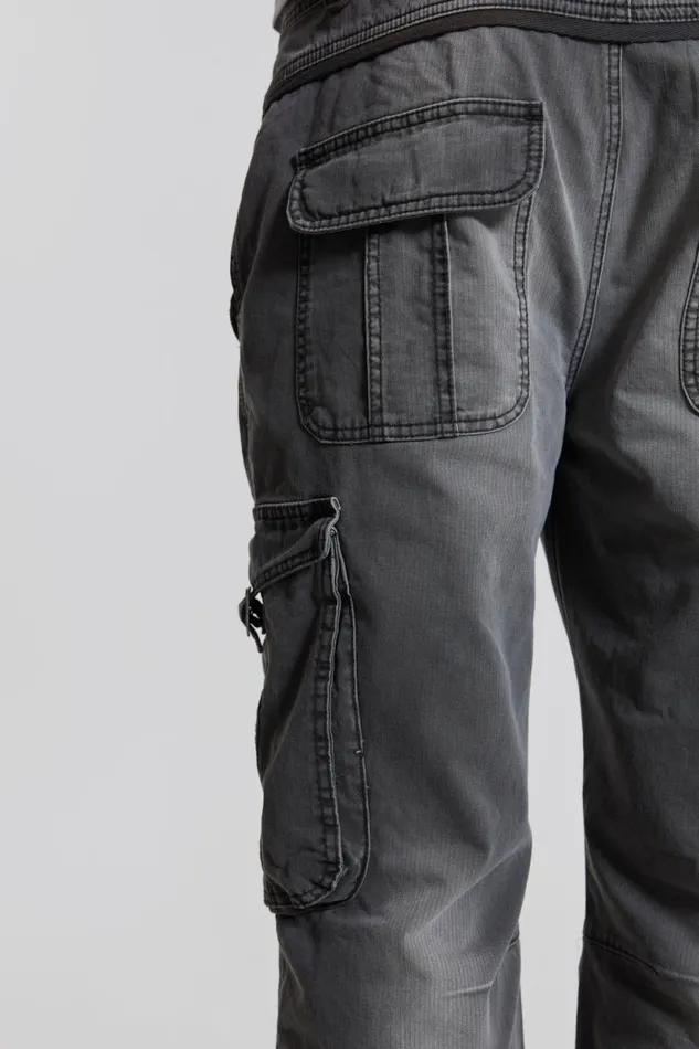 Jaded London Grey Slub Denim Cargos Men Cargo Pants
