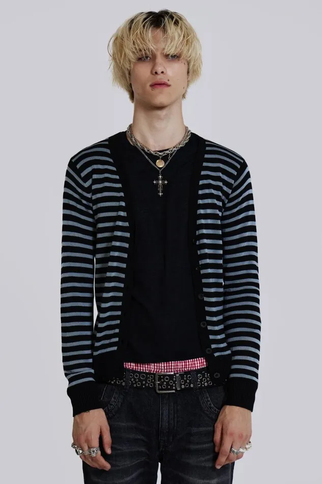 Jaded London Grungy Stripe Cardigan Men Knitwear