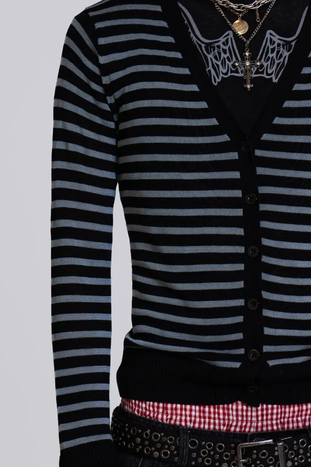 Jaded London Grungy Stripe Cardigan Men Knitwear