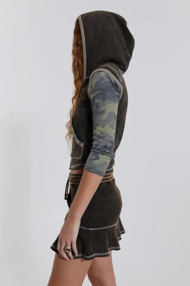Jaded London Hooded Jersey Cap Sleeve Top Women CoOrds