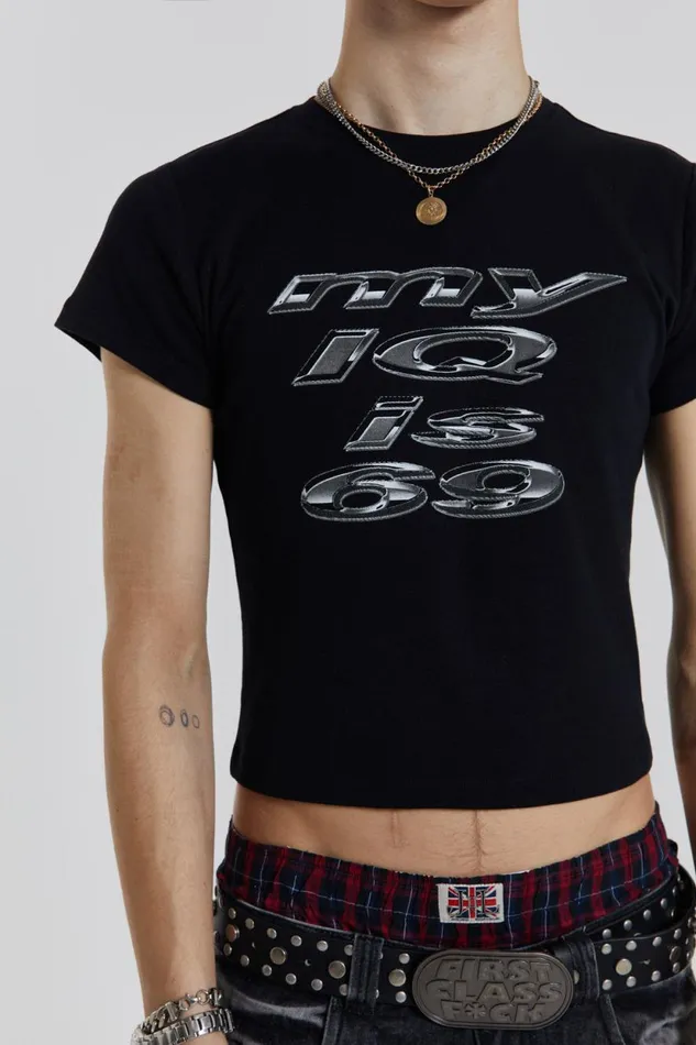 Jaded London IQ 69 Black Shrunken Tshirt Men TShirts and Vests