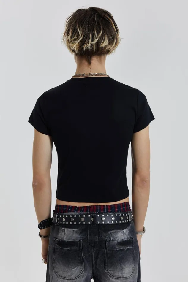 Jaded London IQ 69 Black Shrunken Tshirt Men TShirts and Vests
