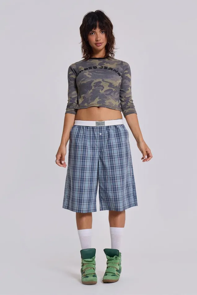 Jaded London Jano Check Boxer Jorts Women Shorts and Jorts