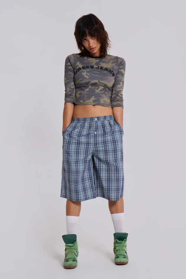 Jaded London Jano Check Boxer Jorts Women Shorts and Jorts