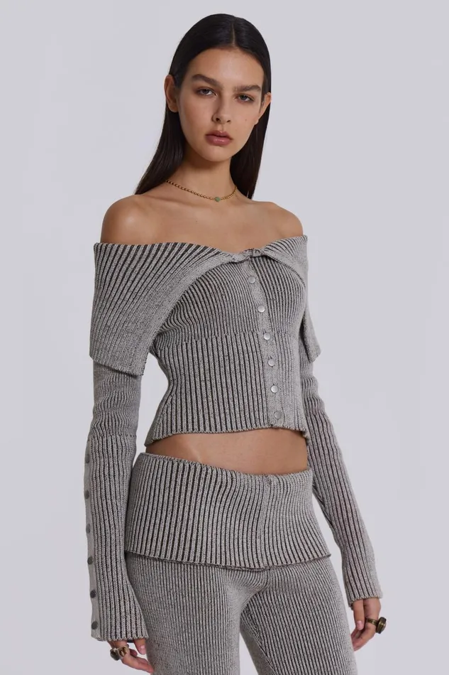 Jaded London Kensu Off The Shoulder Knit Top Women CoOrds
