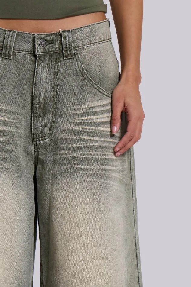 Jaded London Khaki Colossus Jorts Women Jeans