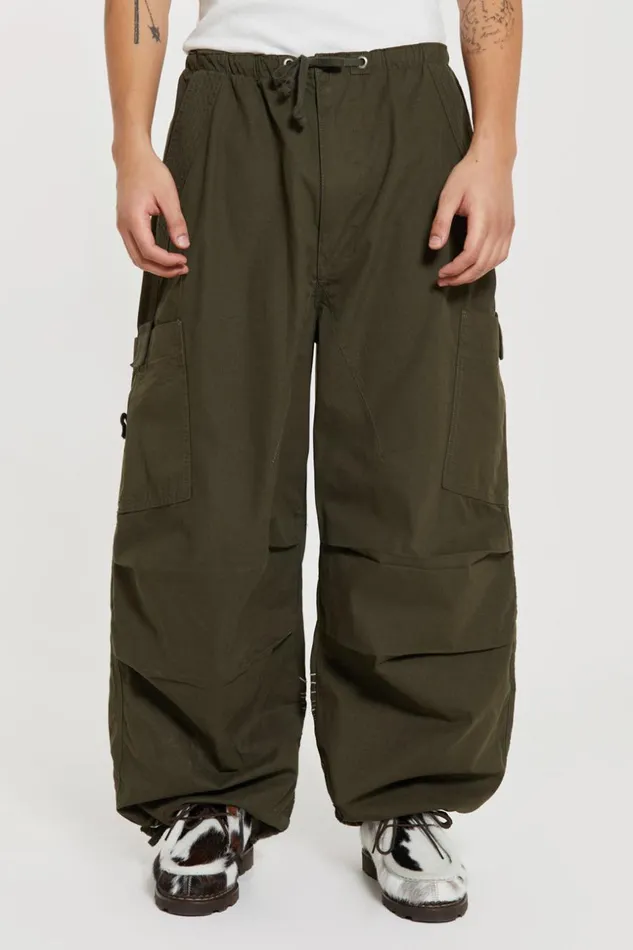 Jaded London Khaki Embroidered Scene Cargo Pants Men Trousers and Pants