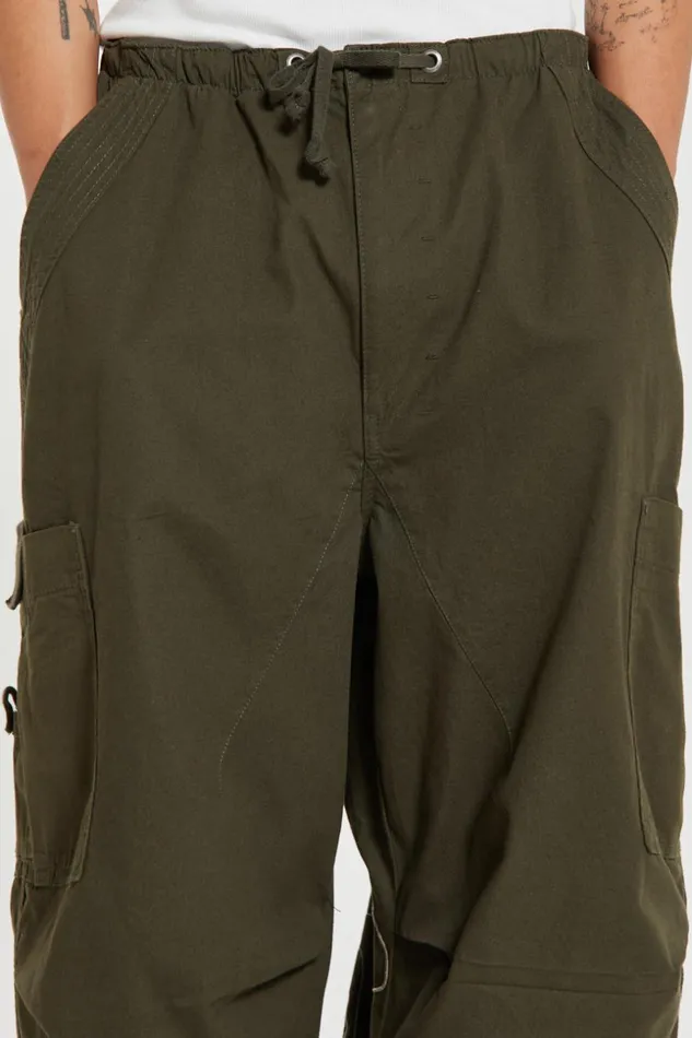 Jaded London Khaki Embroidered Scene Cargo Pants Men Trousers and Pants