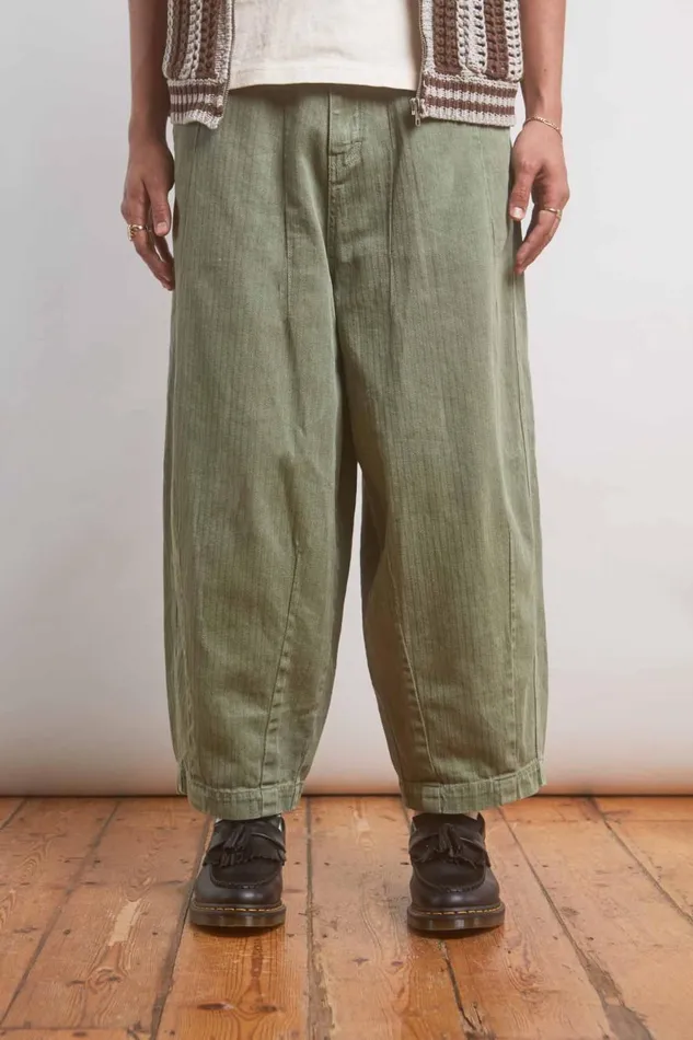 Jaded London Khaki Herringbone Balloon Fit Pants Men Trousers and Pants