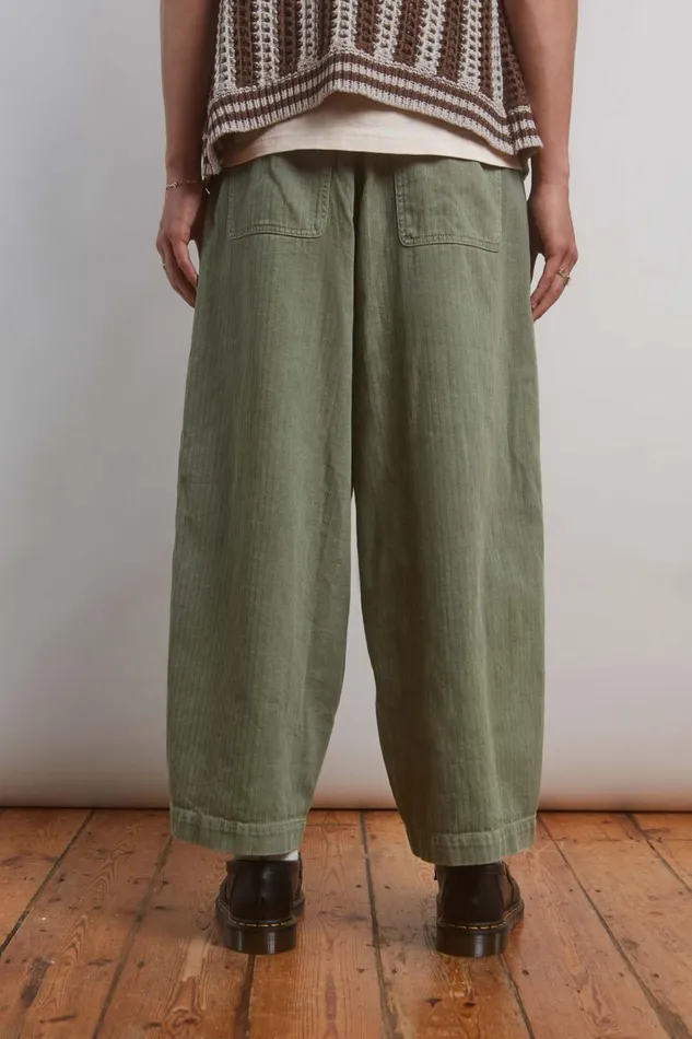 Jaded London Khaki Herringbone Balloon Fit Pants Men Trousers and Pants