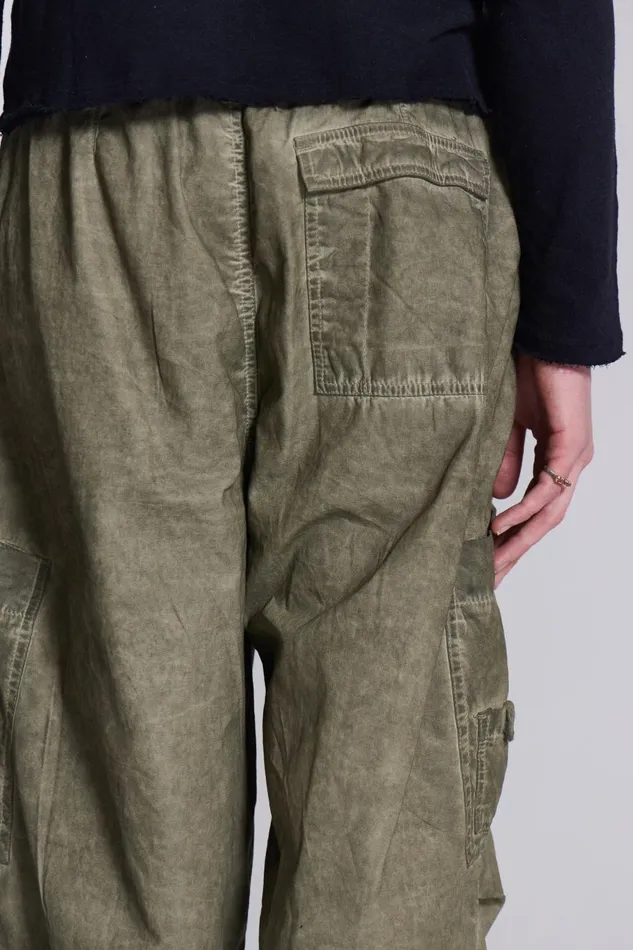 Jaded London Khaki Oil Wash Parachute Cargo Pants Men Parachute Pants