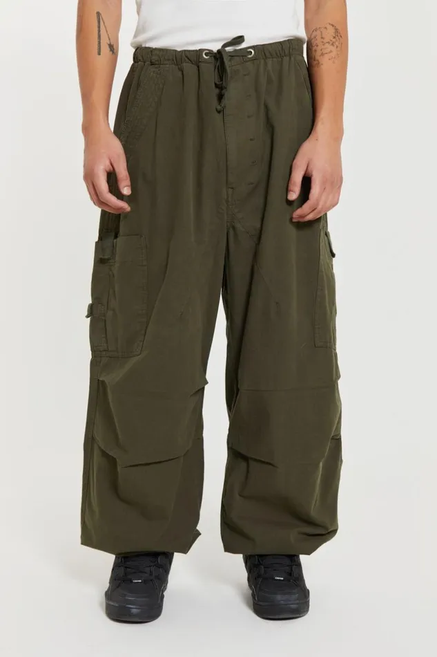 Jaded London Khaki Parachute Cargo Pants Men Parachute Pants