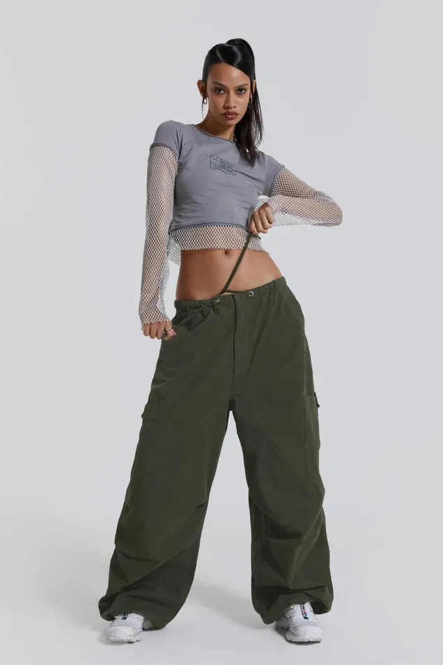 Jaded London Khaki Parachute Cargo Pants Women Trousers and Pants