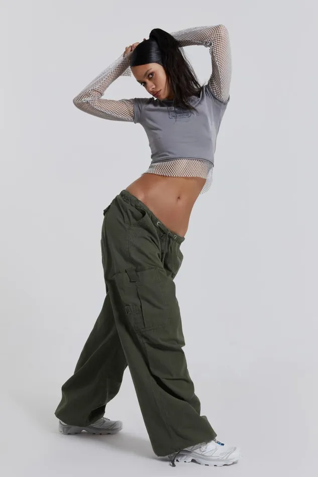 Jaded London Khaki Parachute Cargo Pants Women Trousers and Pants