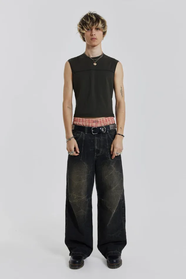 Jaded London Khaki Slub Tank Men TShirts and Vests