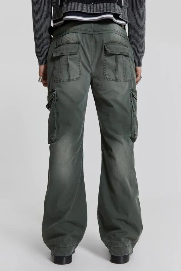 Jaded London Khaki Straight Leg Cargo Trousers Men Cargo Pants