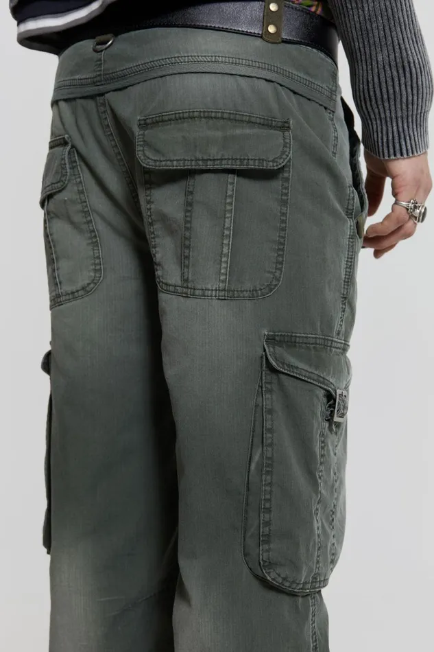 Jaded London Khaki Straight Leg Cargo Trousers Men Cargo Pants