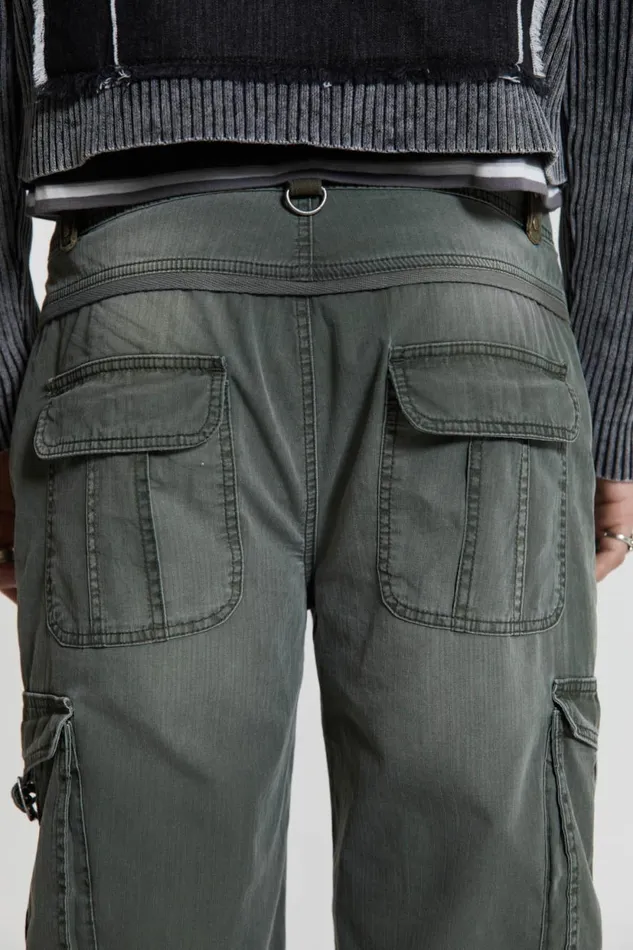 Jaded London Khaki Straight Leg Cargo Trousers Men Cargo Pants