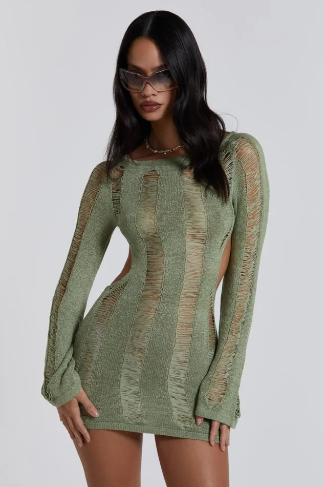 Jaded London Khaki Umbra Dress Women Knitwear