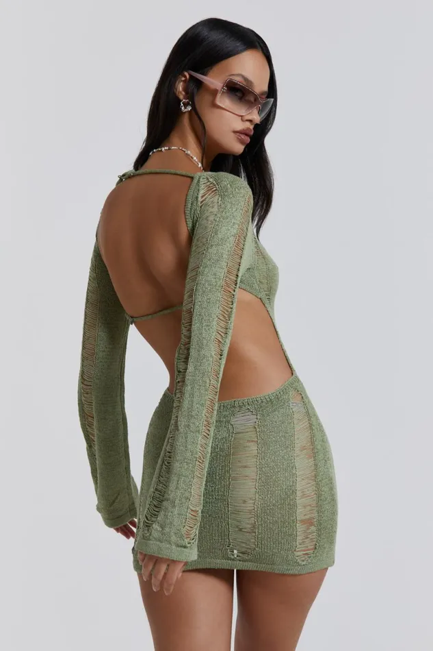 Jaded London Khaki Umbra Dress Women Knitwear