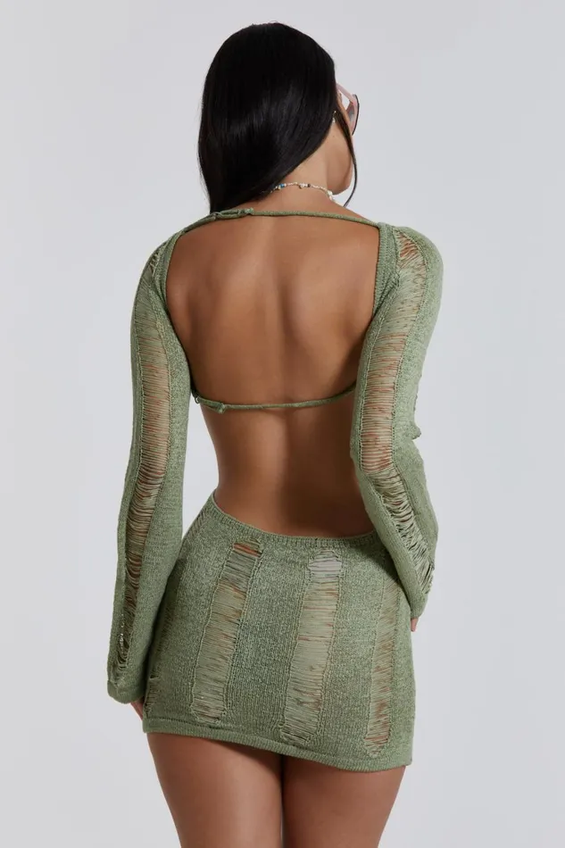 Jaded London Khaki Umbra Dress Women Knitwear