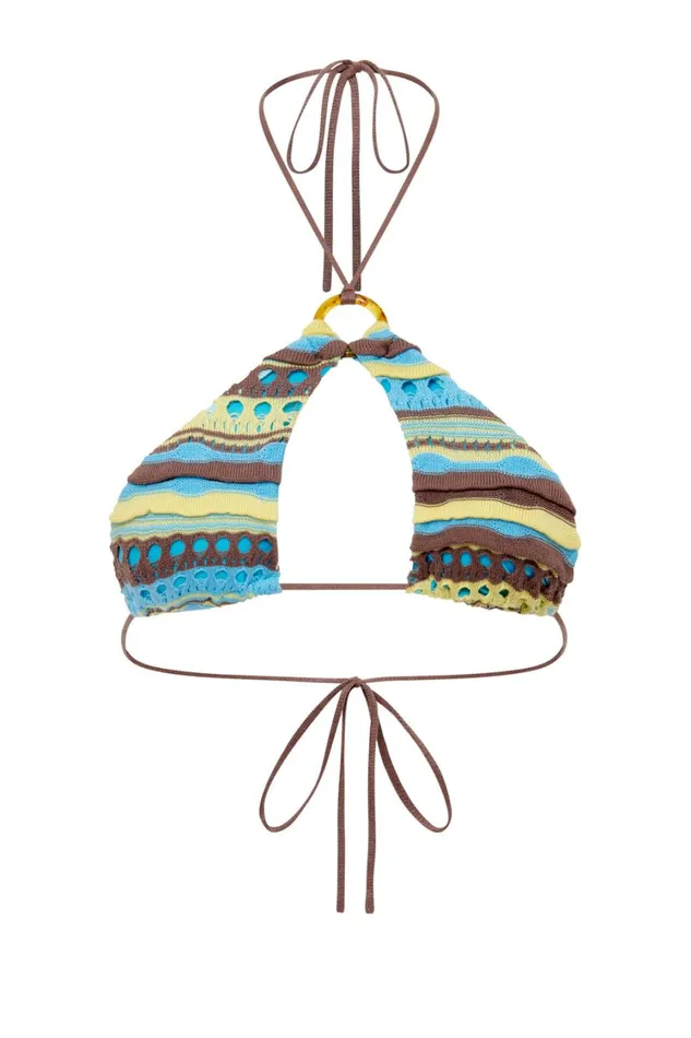 Jaded London Knitted Halter Bikini Top With Oring Women Bikini Tops