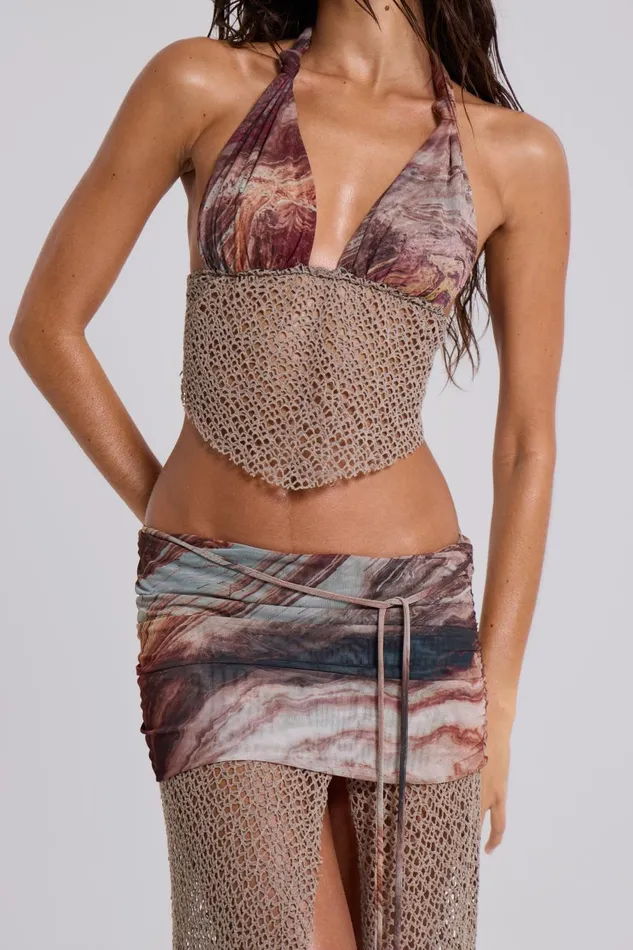 Jaded London Kumina Hankerchief Plunge Top Women Bikini Tops
