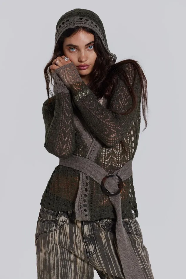 Jaded London Kyra Hooded Knit Cardigan Women Knitwear