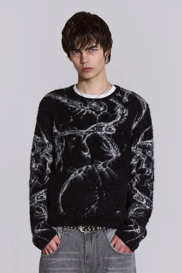 Jaded London Lazy Willy Brushed Knit Jumper Men Knitwear