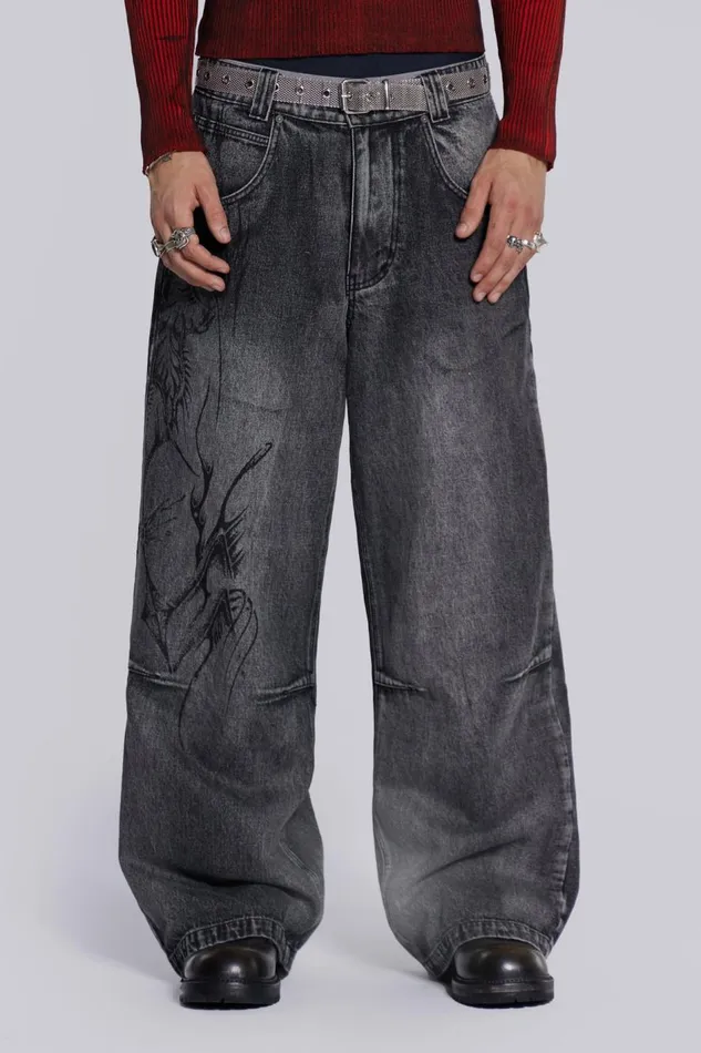 Jaded London Lazy Willy Denim Black Men Colossus Jeans