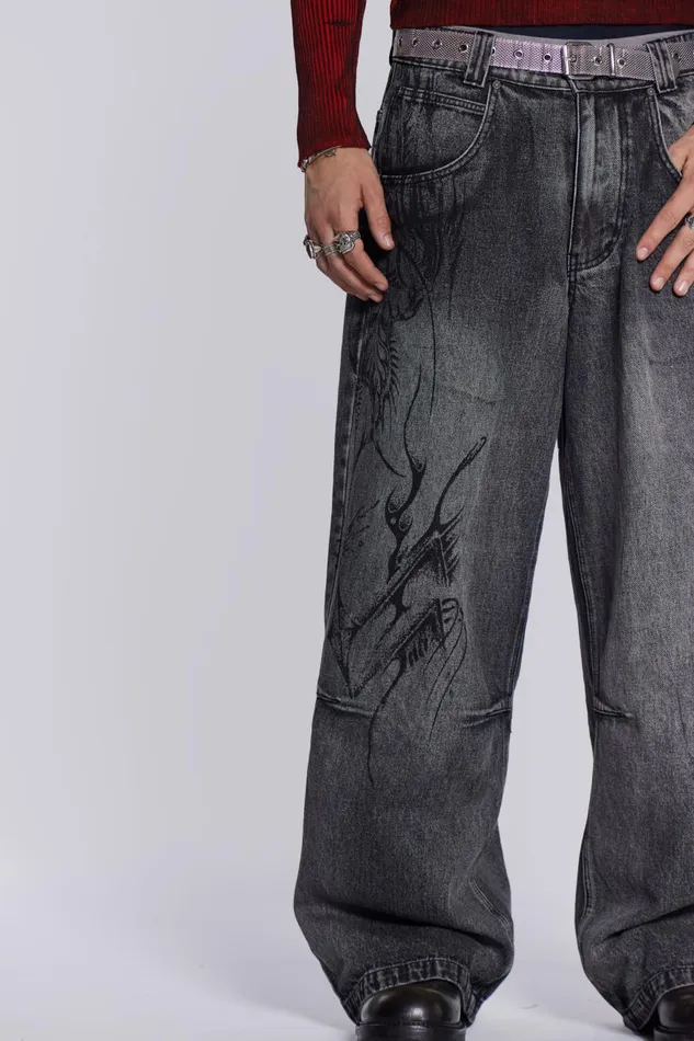 Jaded London Lazy Willy Denim Black Men Colossus Jeans