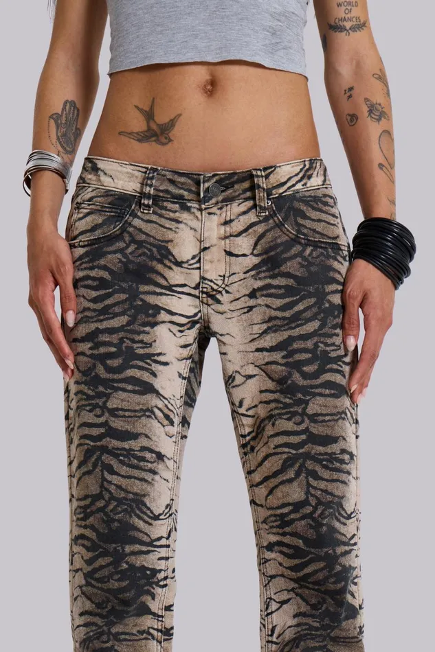 Jaded London Leona Tiger Bootcut Jeans Women Jeans