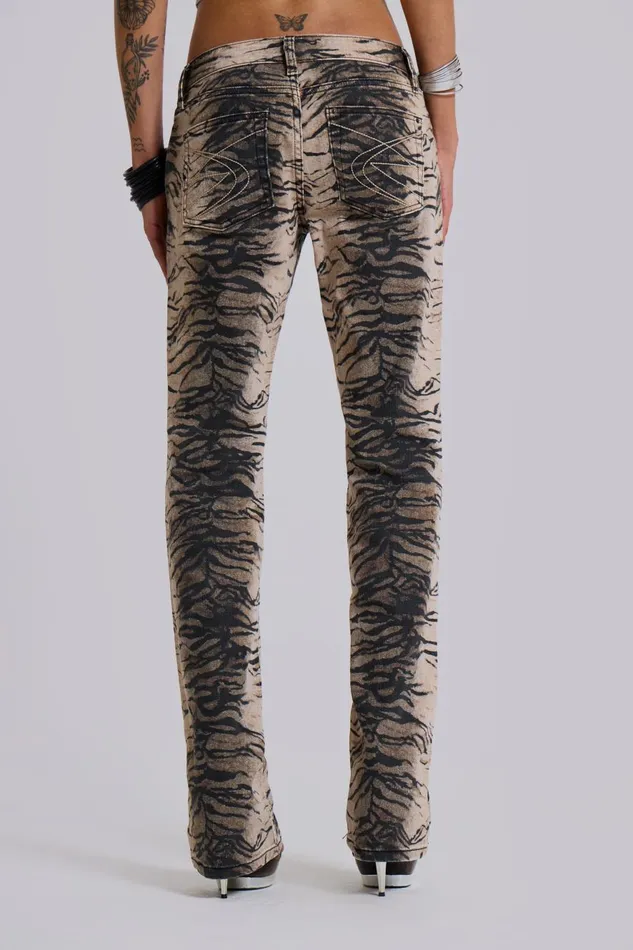 Jaded London Leona Tiger Bootcut Jeans Women Jeans