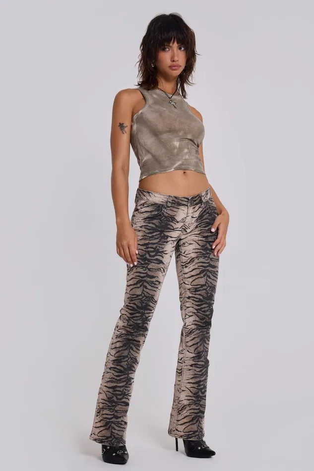 Jaded London Leona Tiger Bootcut Jeans Women Jeans