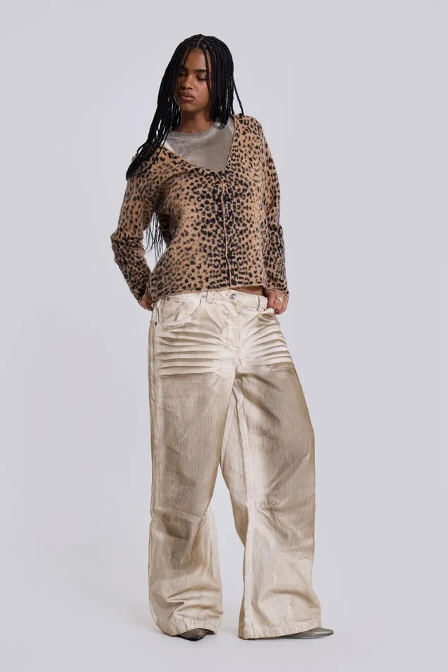 Jaded London Leopard Chuck Cardigan Men Knitwear