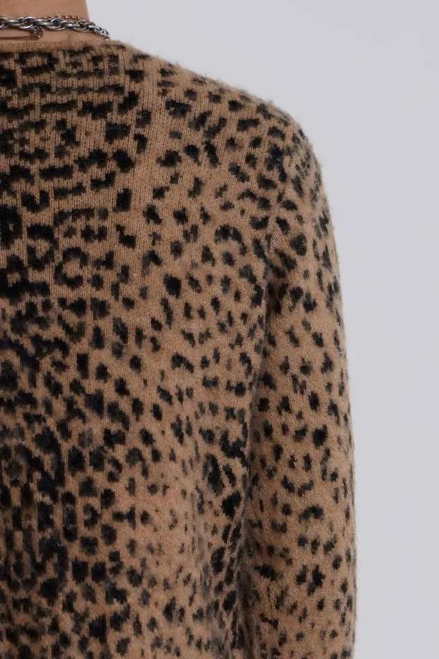 Jaded London Leopard Chuck Cardigan Men Knitwear