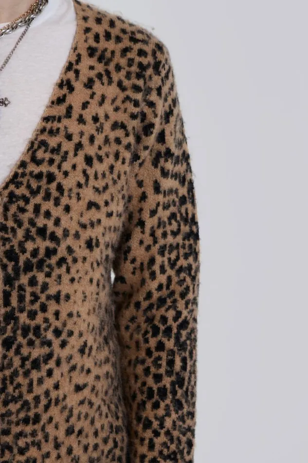 Jaded London Leopard Chuck Cardigan Men Knitwear