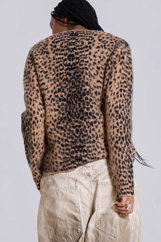 Jaded London Leopard Chuck Cardigan Women Knitwear