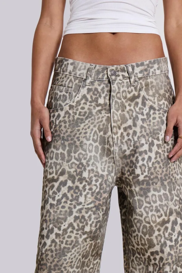 Jaded London Leopard Fade Colossus Jorts Women Jeans