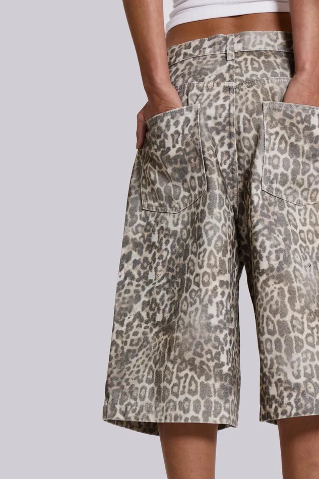 Jaded London Leopard Fade Colossus Jorts Women Jeans