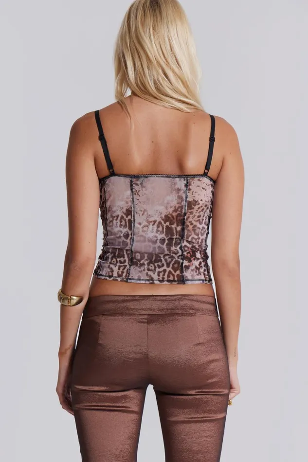 Jaded London Leopard Print Lace Up Corset Top Women Corsets