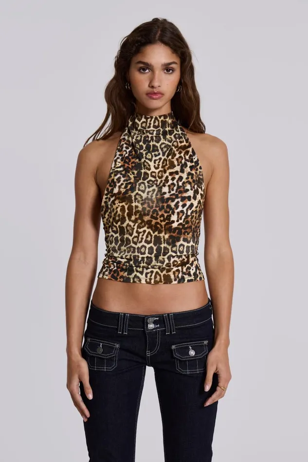 Jaded London Leopard Zene Backless Top Women Crop Tops