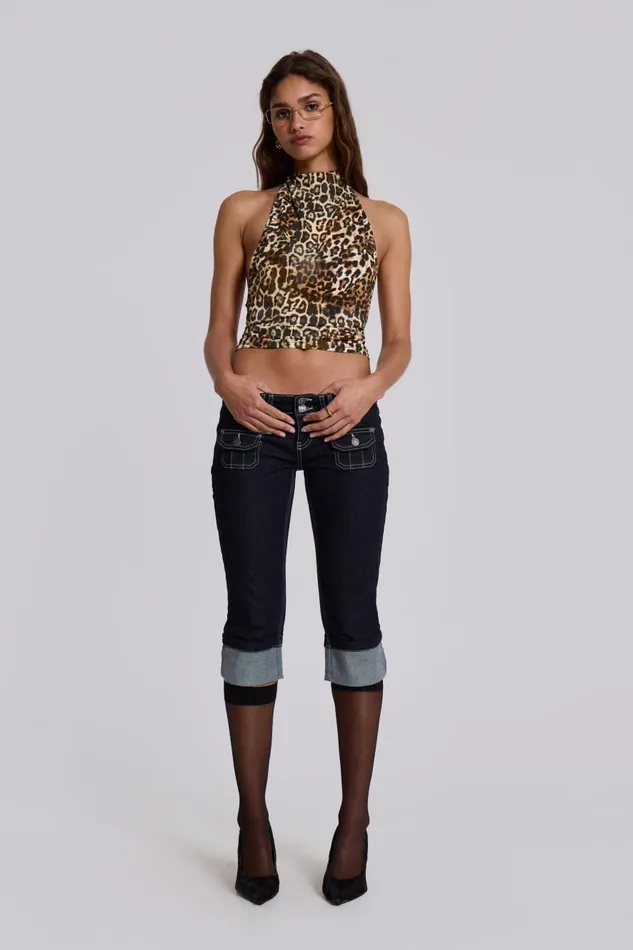 Jaded London Leopard Zene Backless Top Women Crop Tops