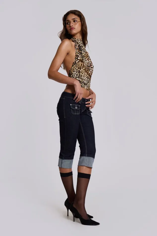 Jaded London Leopard Zene Backless Top Women Crop Tops