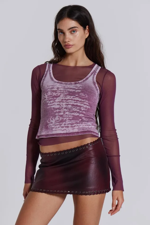 Jaded London Lia Top In Magenta Women Long Sleeve Tops
