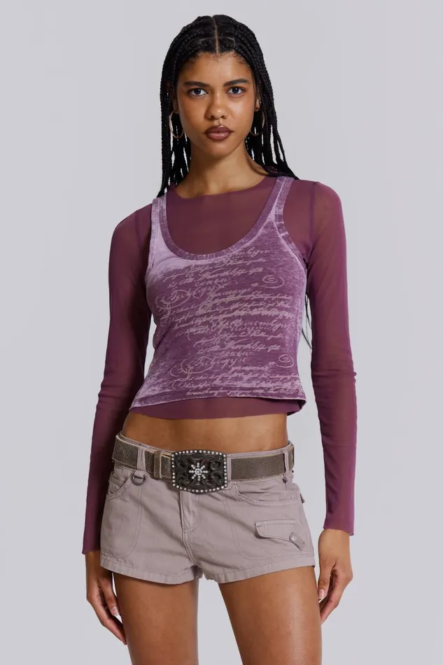 Jaded London Lia Top In Magenta Women Long Sleeve Tops