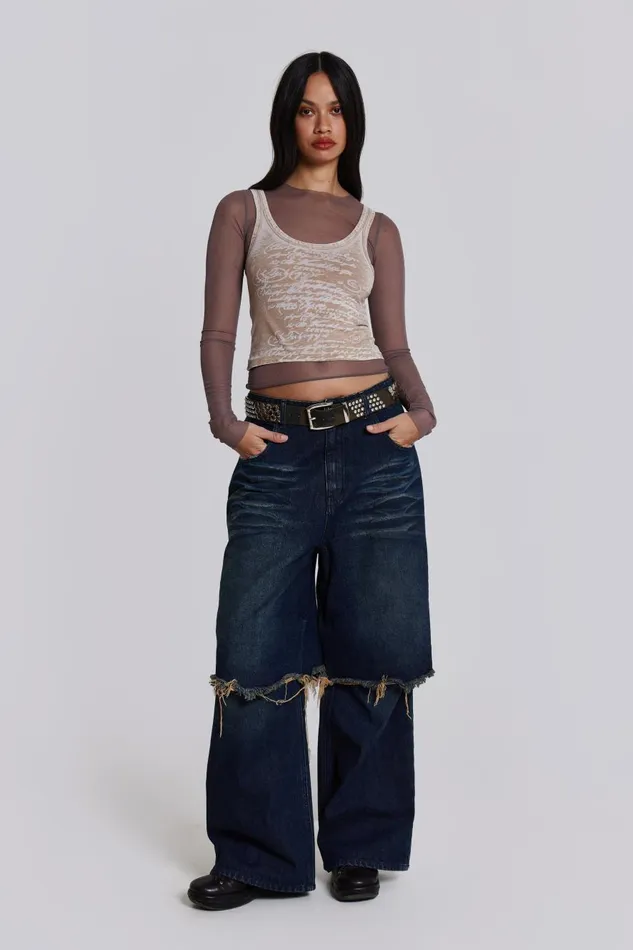 Jaded London Lia Top In Taupe Women Long Sleeve Tops