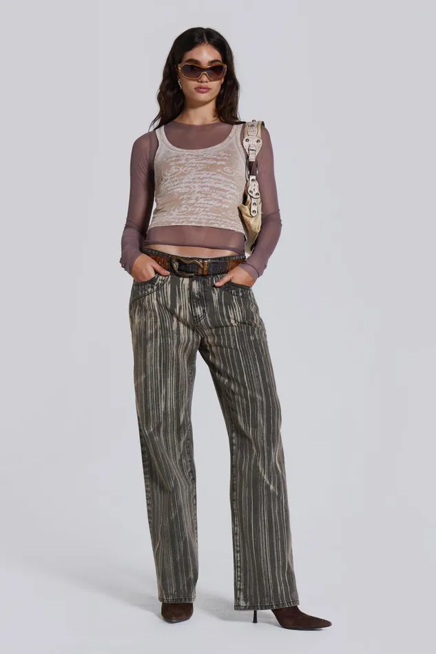 Jaded London Lia Top In Taupe Women Long Sleeve Tops