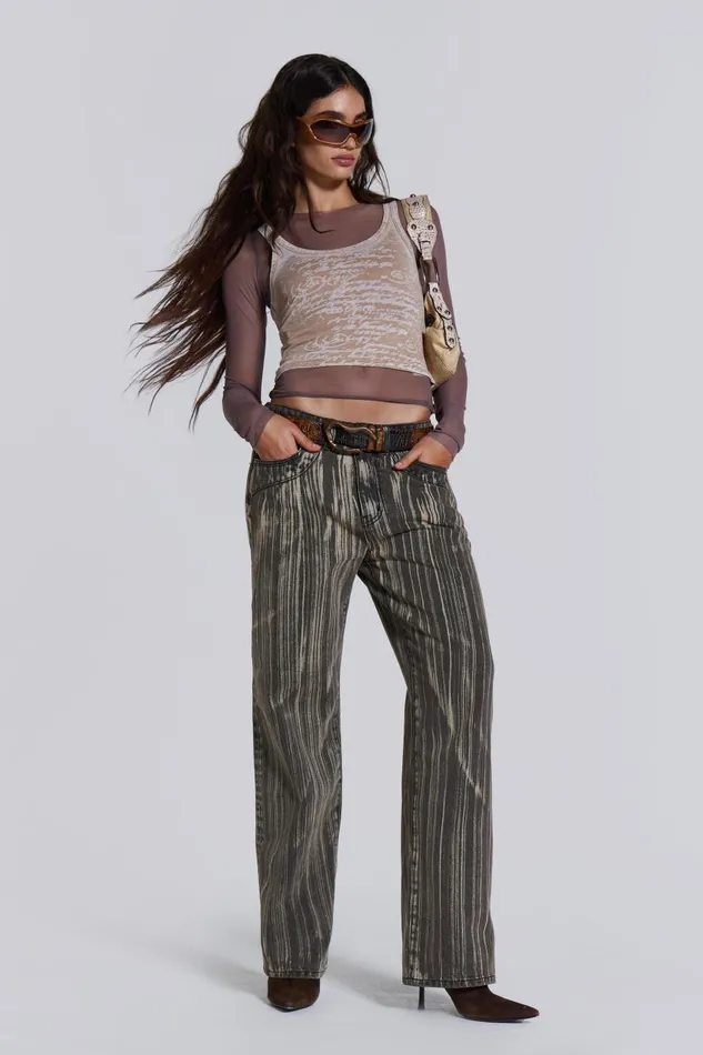 Jaded London Lia Top In Taupe Women Long Sleeve Tops